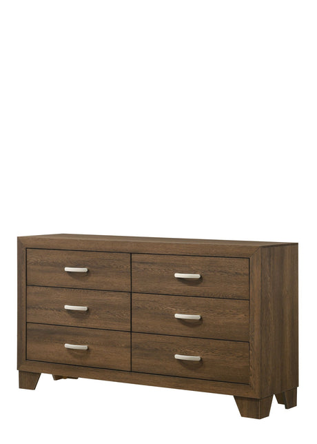 Miquell Oak-Finish Modern Bedroom Dresser