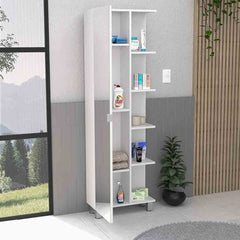 62- Tall Bathroom Cabinet with Mirrored Door and Adjustable Shelves
