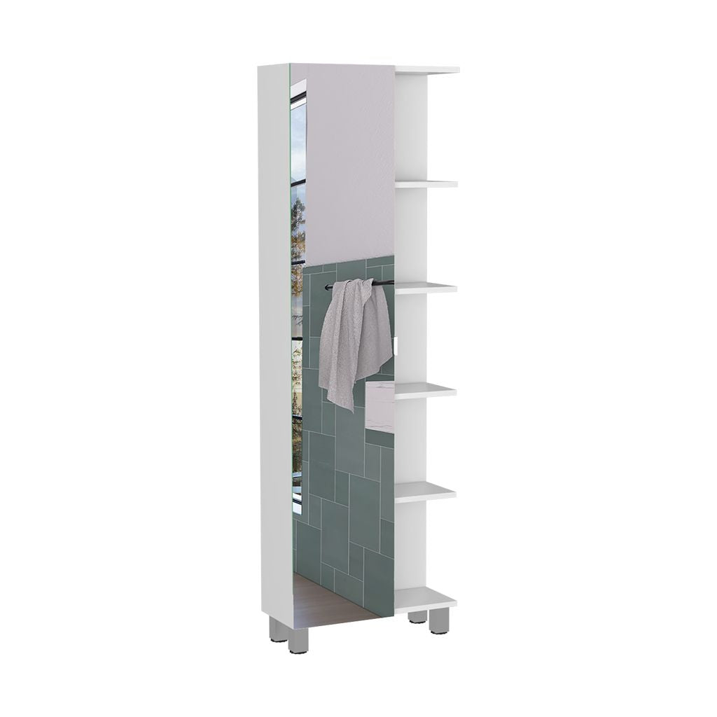 62- Tall Bathroom Cabinet with Mirrored Door and Adjustable Shelves