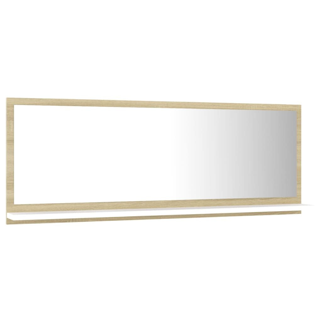 White and Sonoma Oak Wall-Mounted Mirror Cabinet