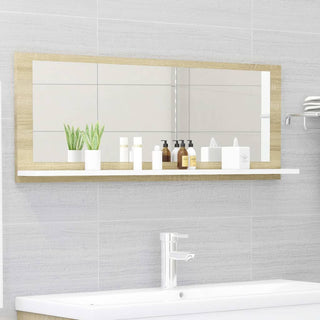 White and Sonoma Oak Wall-Mounted Mirror Cabinet