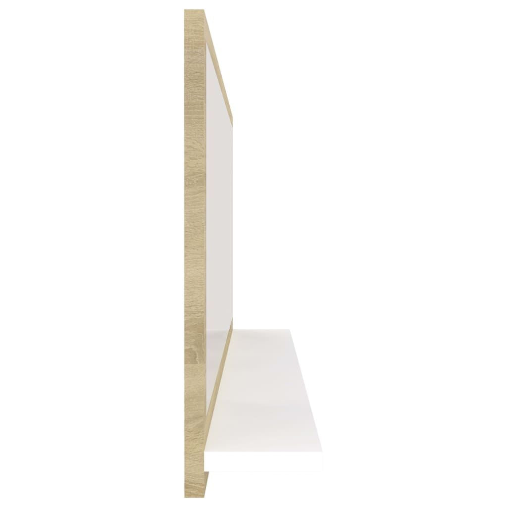 White and Sonoma Oak Wall-Mounted Mirror Cabinet