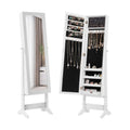Mirrored Jewelry Cabinet with Full-Length Mirror and Ample Storage - without LED Lights / White