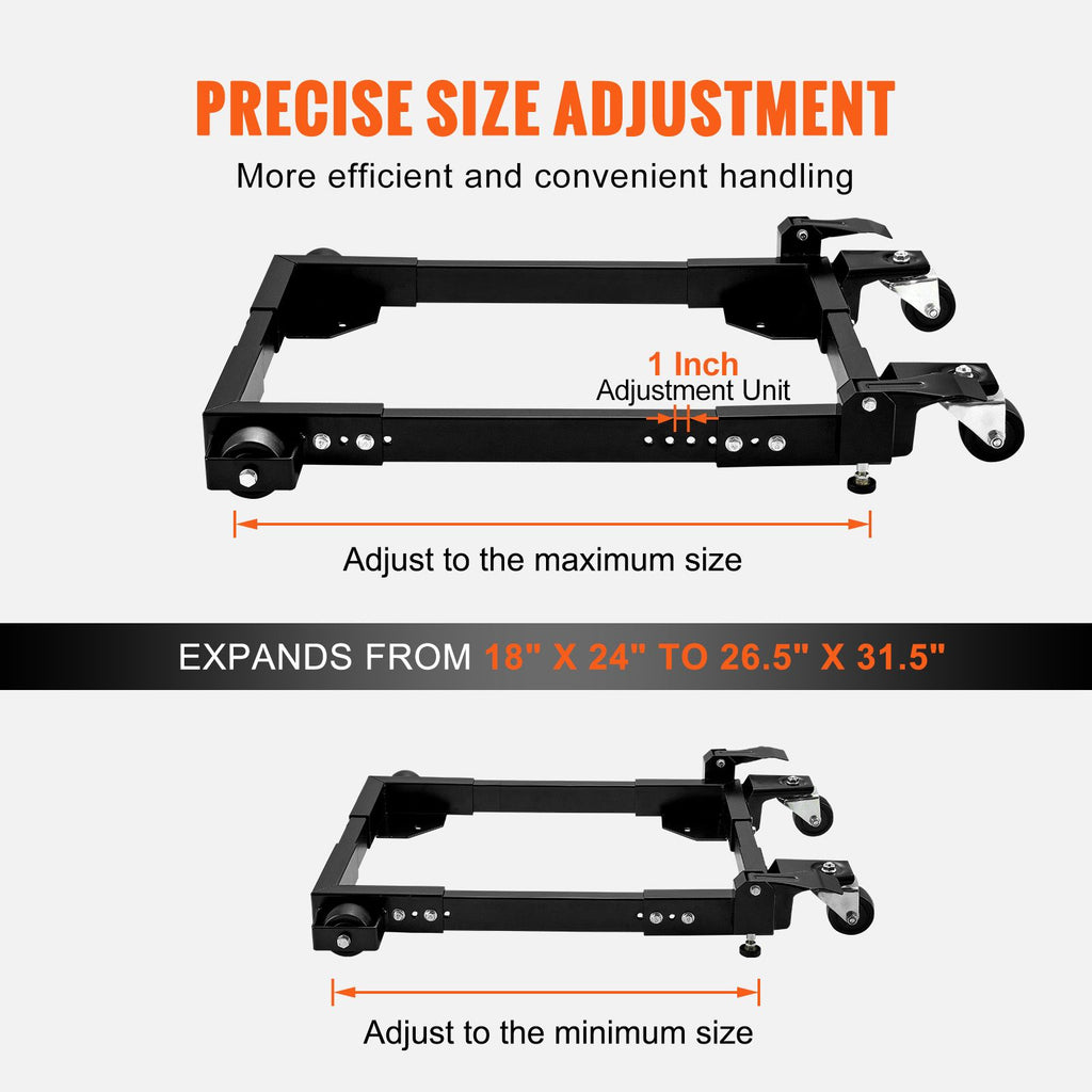 Adjustable Universal Mobile Base with Locking Swivel Wheels