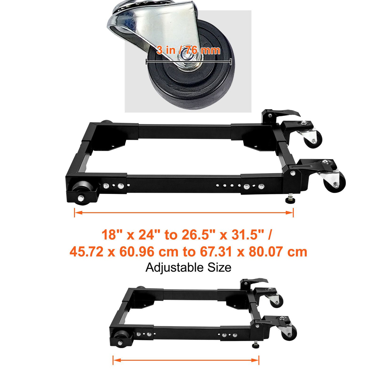Adjustable Universal Mobile Base with Locking Swivel Wheels