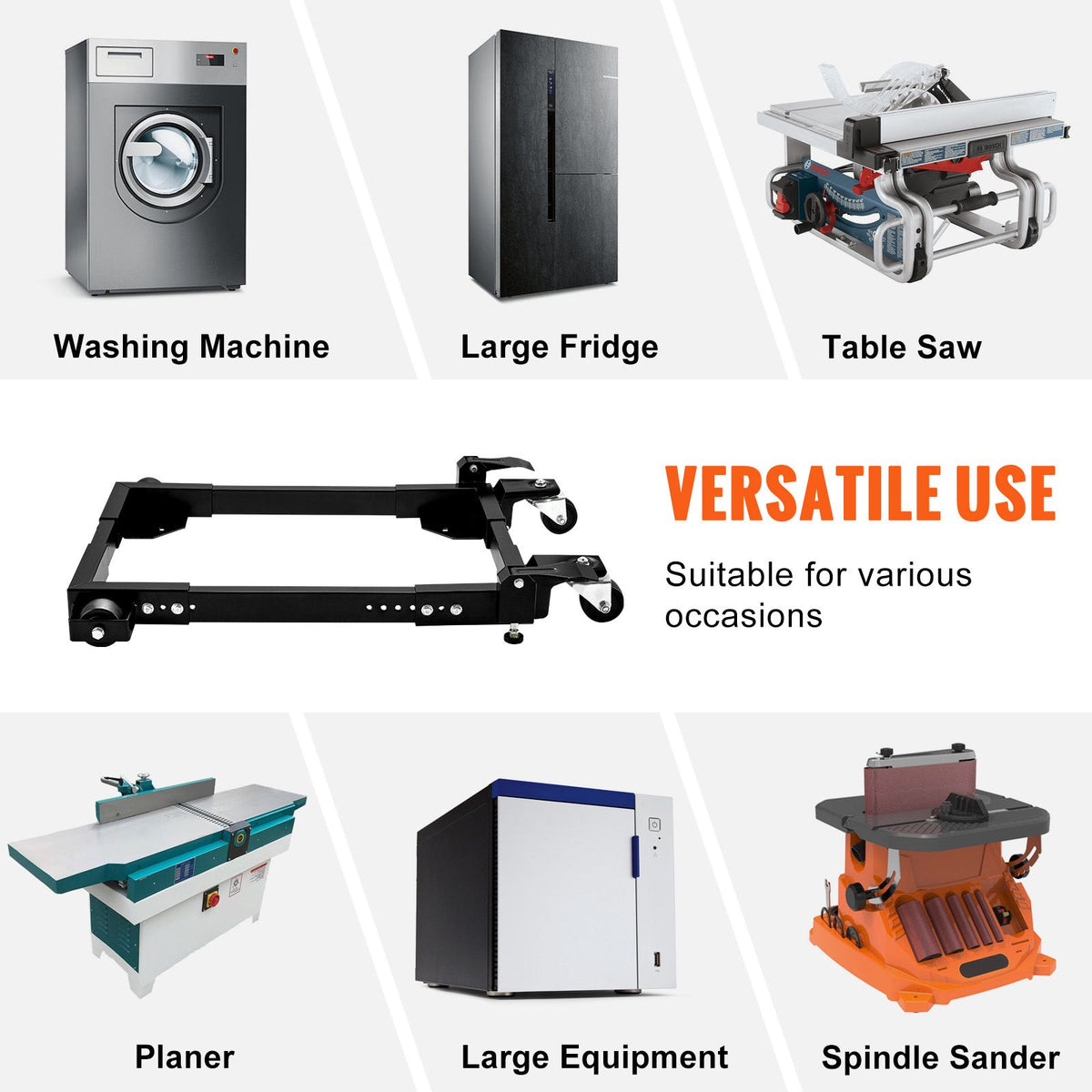 Adjustable Universal Mobile Base with Locking Swivel Wheels