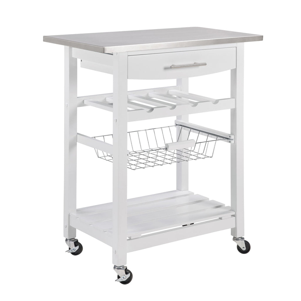 Mobile Kitchen Island with Drawer and Rolling Storage