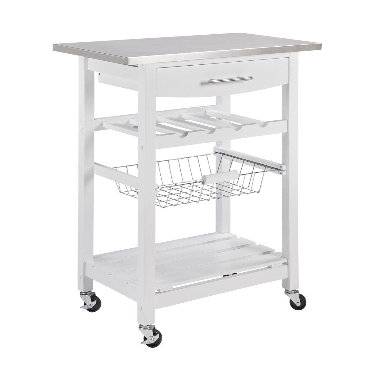 Mobile Kitchen Island with Drawer and Rolling Storage