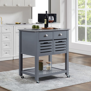 Rolling Kitchen Island with Drawers and Ventilated Bins