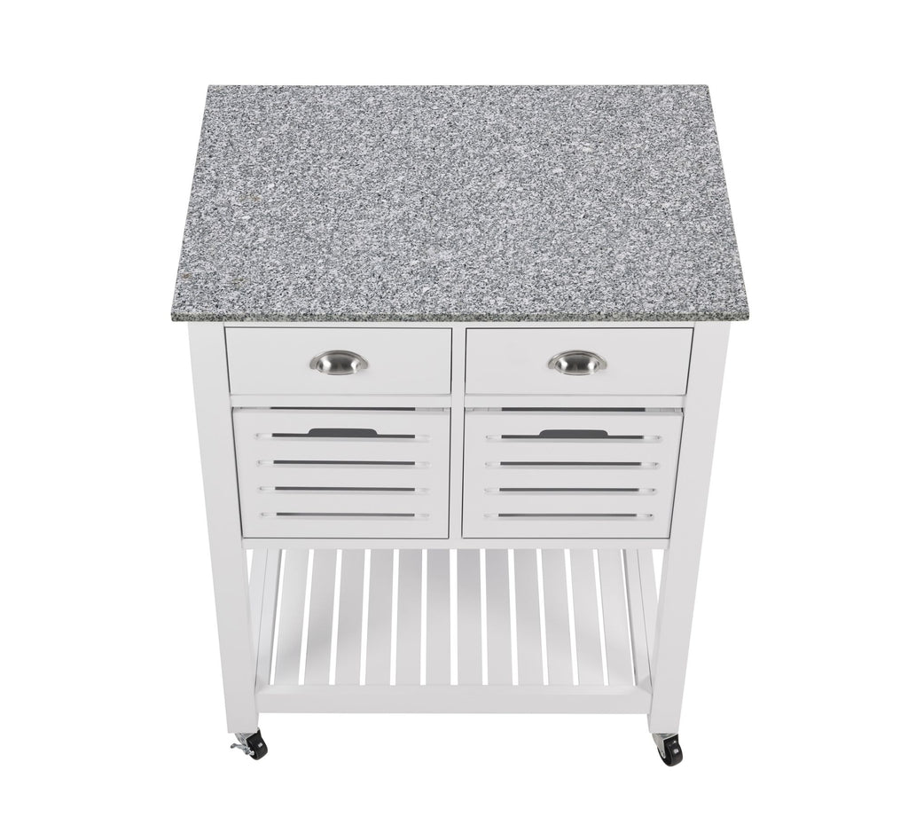 Mobile Kitchen Island with Drawers and Ventilated Bins