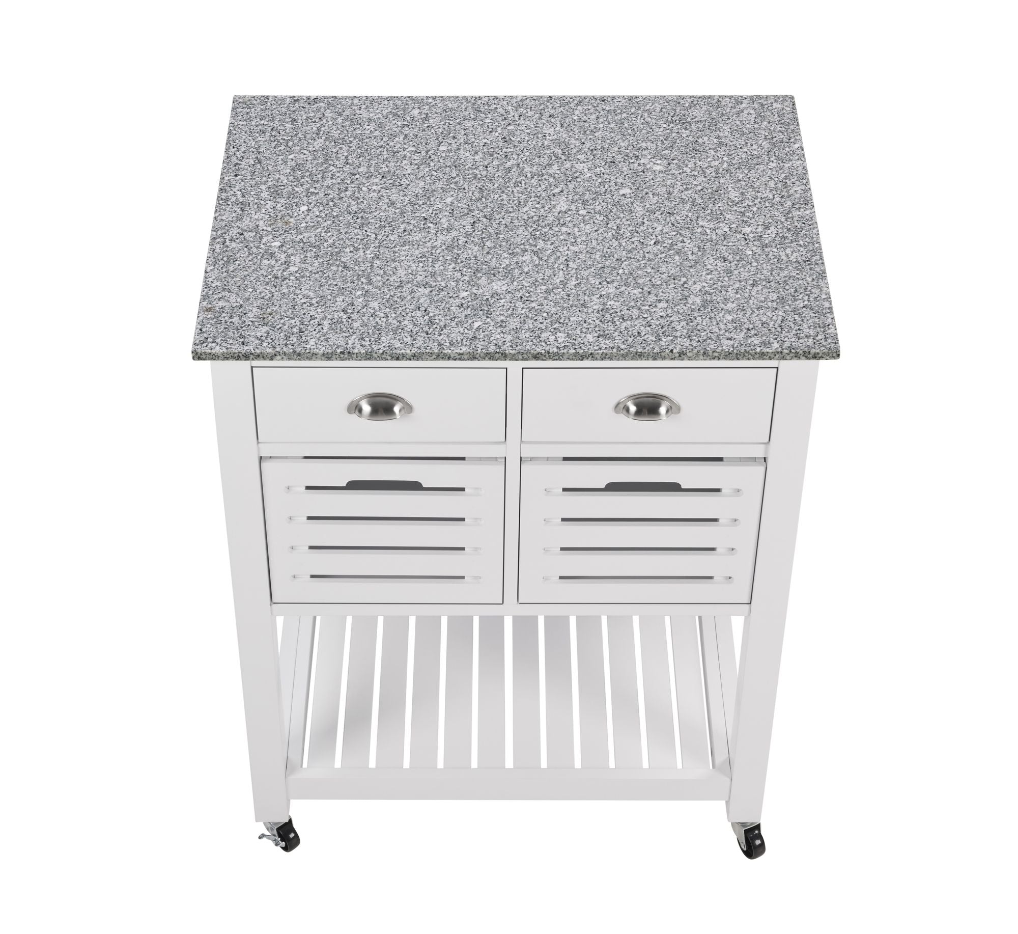 Mobile Kitchen Island with Drawers and Ventilated Bins