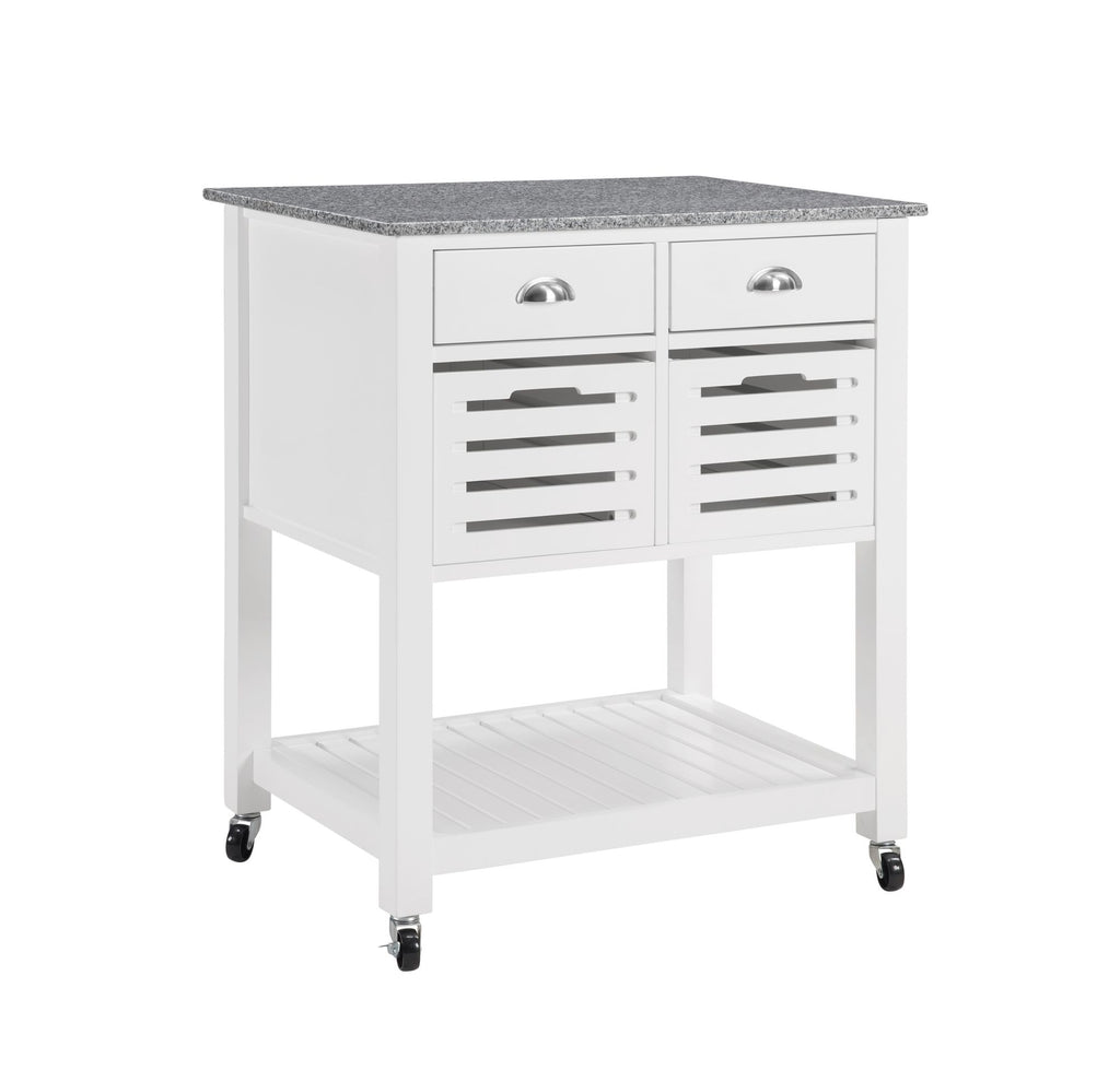 Mobile Kitchen Island with Drawers and Ventilated Bins