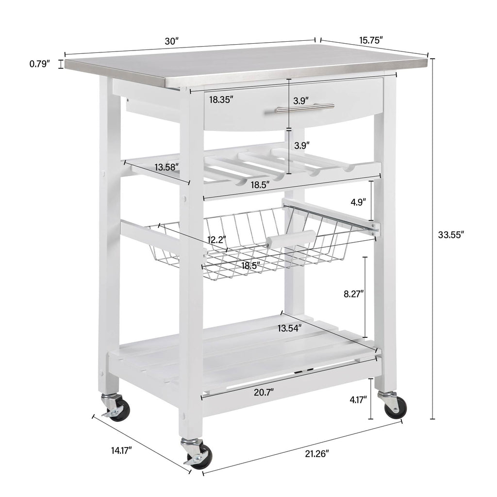 Mobile Kitchen Island with Drawer and Rolling Storage