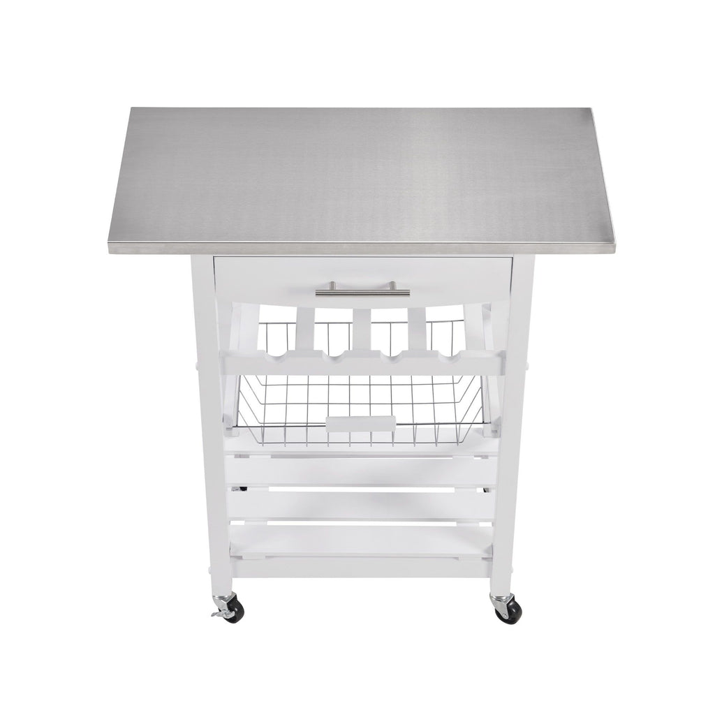 Mobile Kitchen Island with Drawer and Rolling Storage