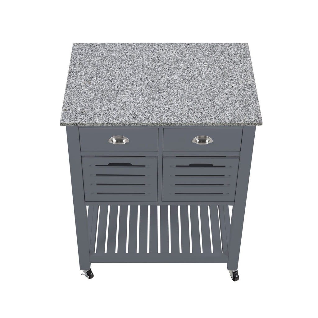 Rolling Kitchen Island with Drawers and Ventilated Bins