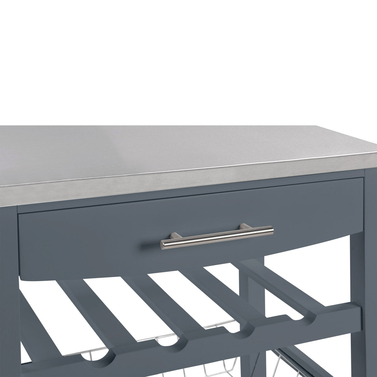 Rolling Kitchen Cart with Drawer and Wire Basket
