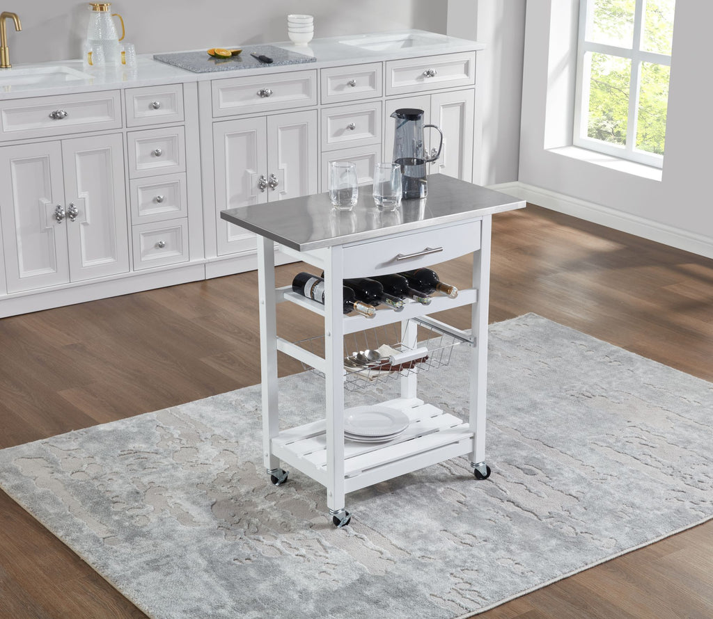 Mobile Kitchen Island with Drawer and Rolling Storage
