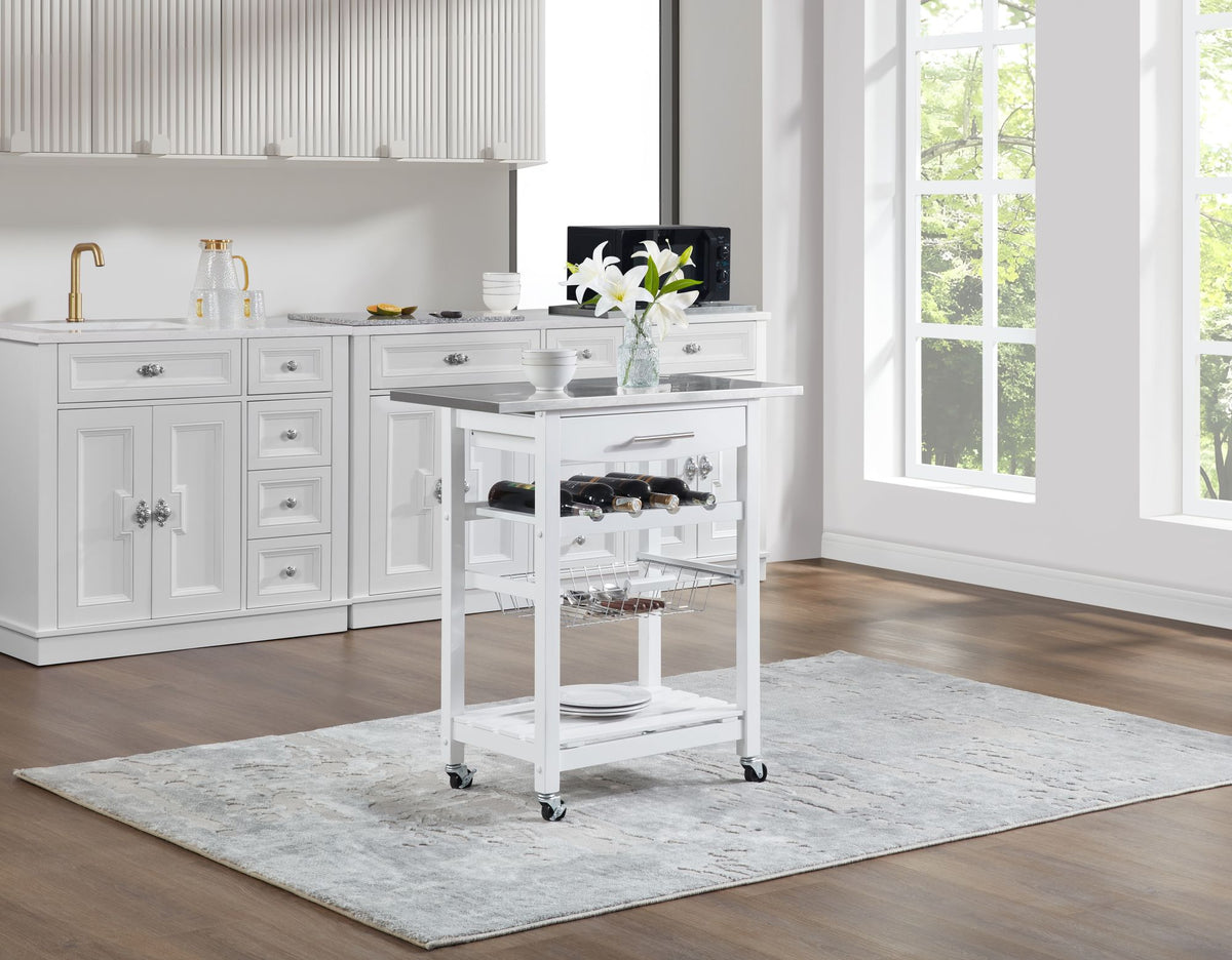 Mobile Kitchen Island with Drawer and Rolling Storage