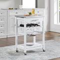 Rolling Kitchen Island with Drawer and Wire Basket