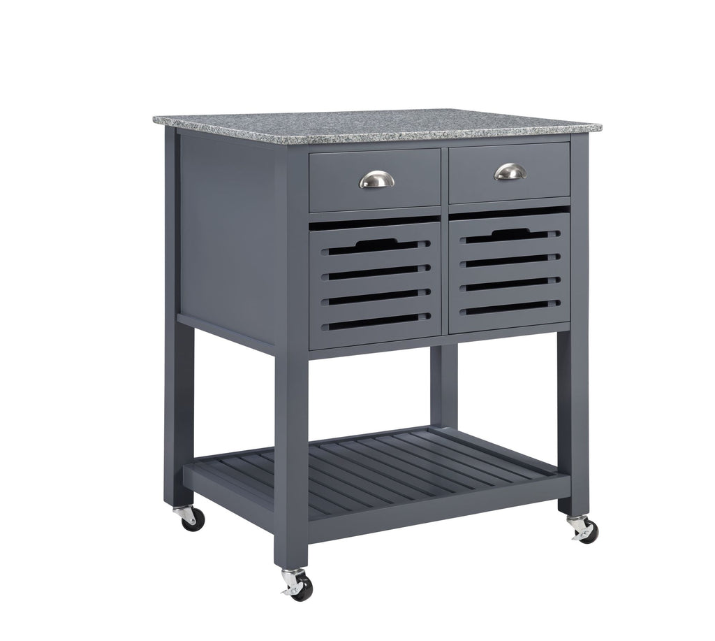Rolling Kitchen Island with Drawers and Ventilated Bins