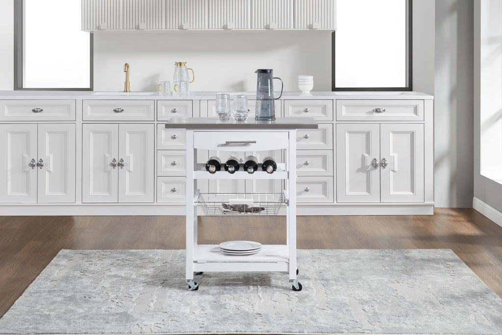 Mobile Kitchen Island with Drawer and Rolling Storage