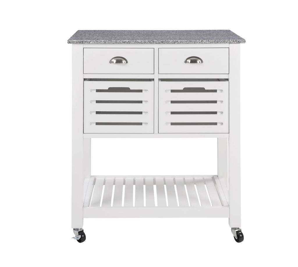 Mobile Kitchen Island with Drawers and Ventilated Bins