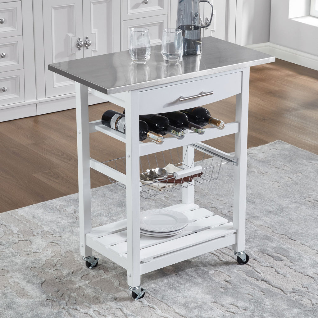 Mobile Kitchen Island with Drawer and Rolling Storage