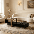 Modern 2-Tier Coffee Table Irregular Center Table with Open Storage Shelf for Living Room