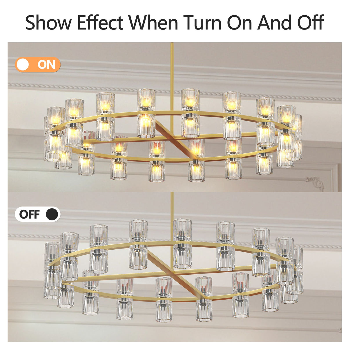 Modern Gold Round Crystal Chandelier