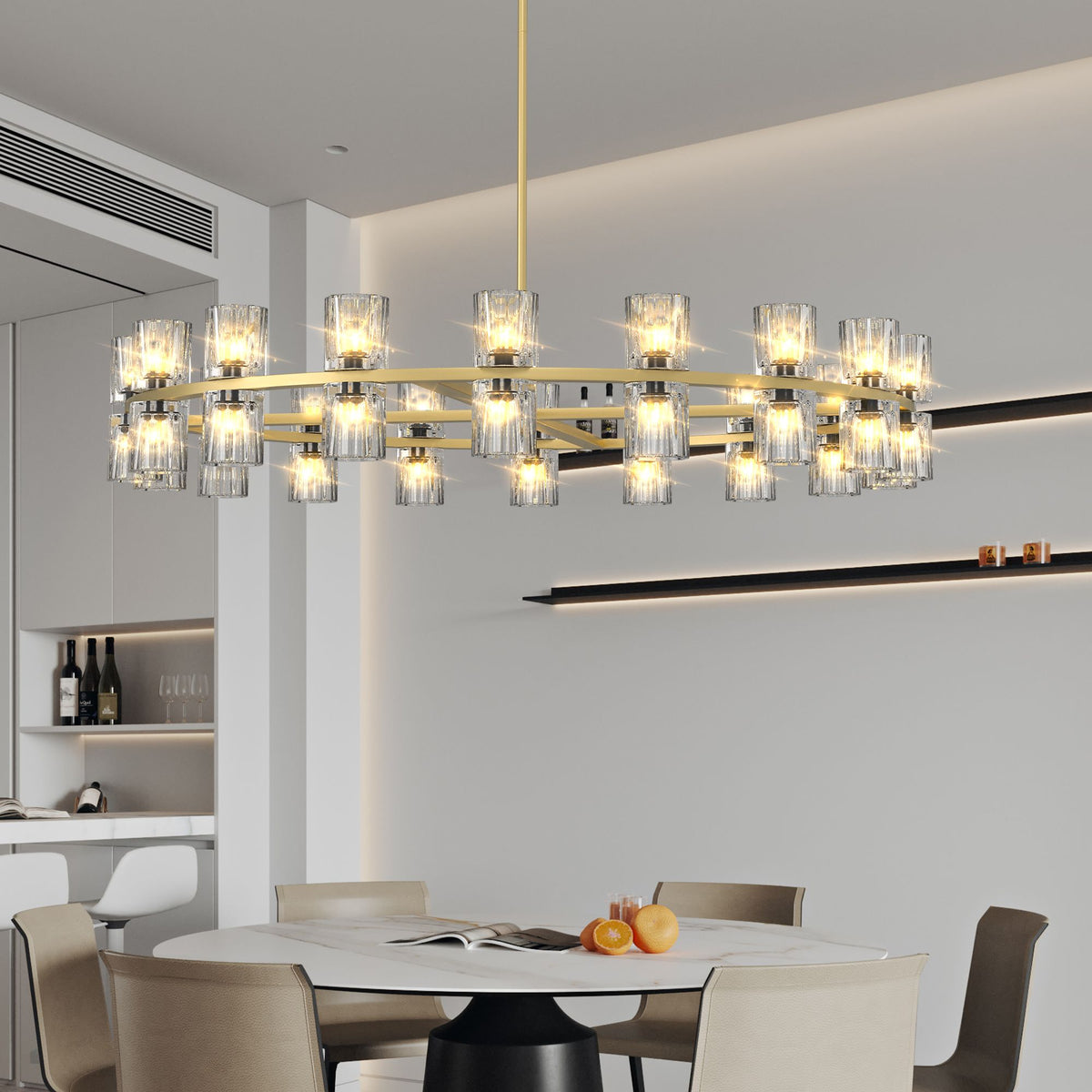 Modern Gold Round Crystal Chandelier