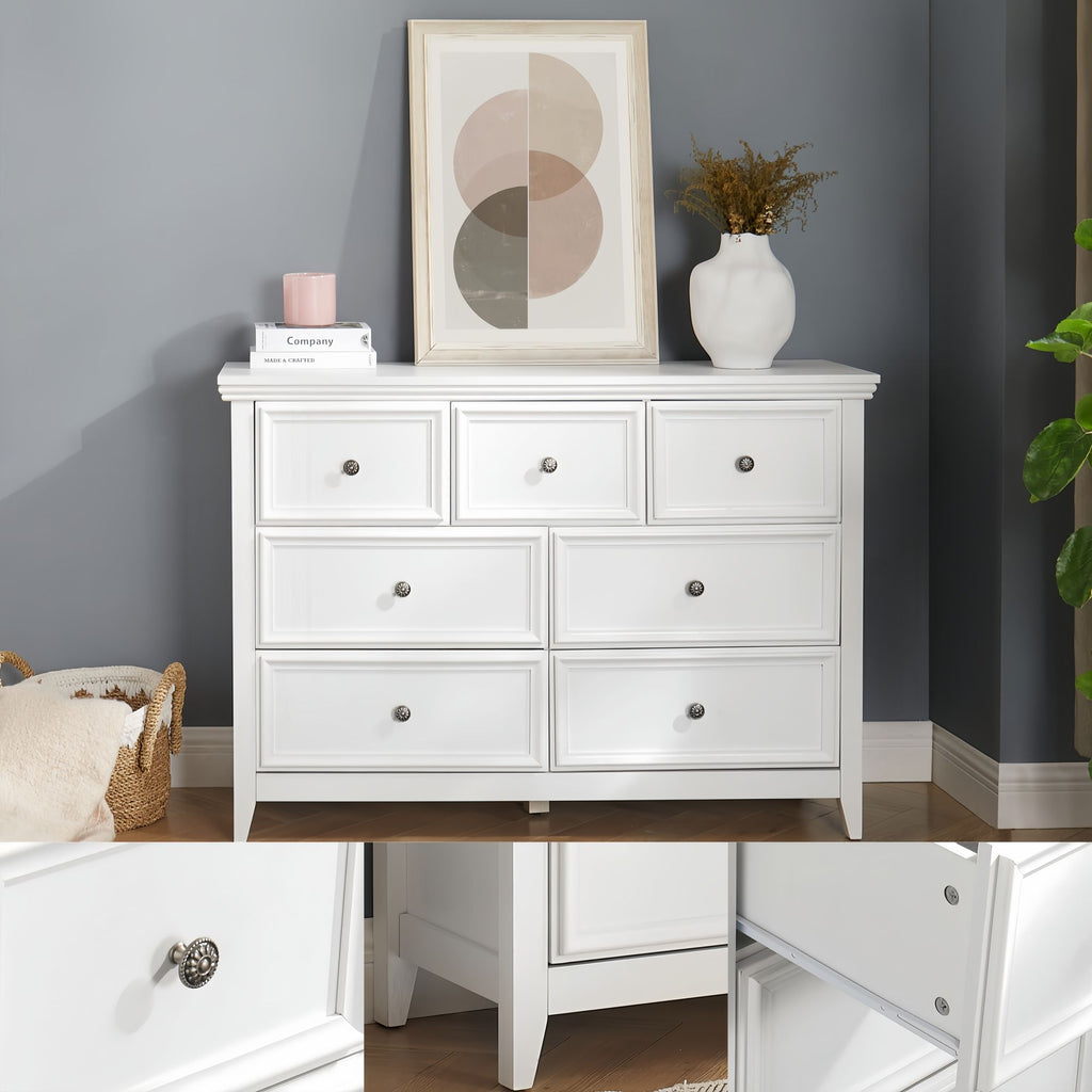 Seven-Drawer Farmhouse Dresser with Raised Handles