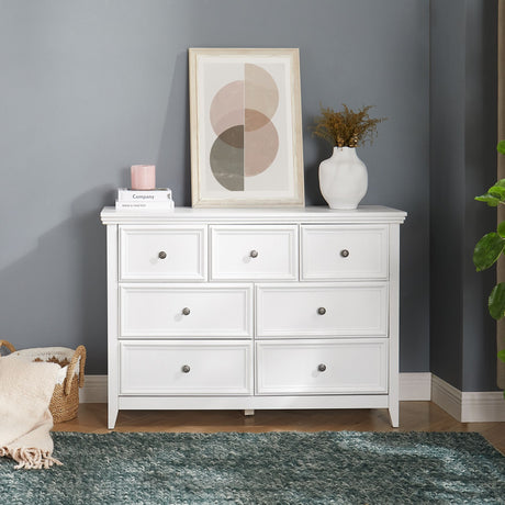 Seven-Drawer Farmhouse Dresser with Raised Handles