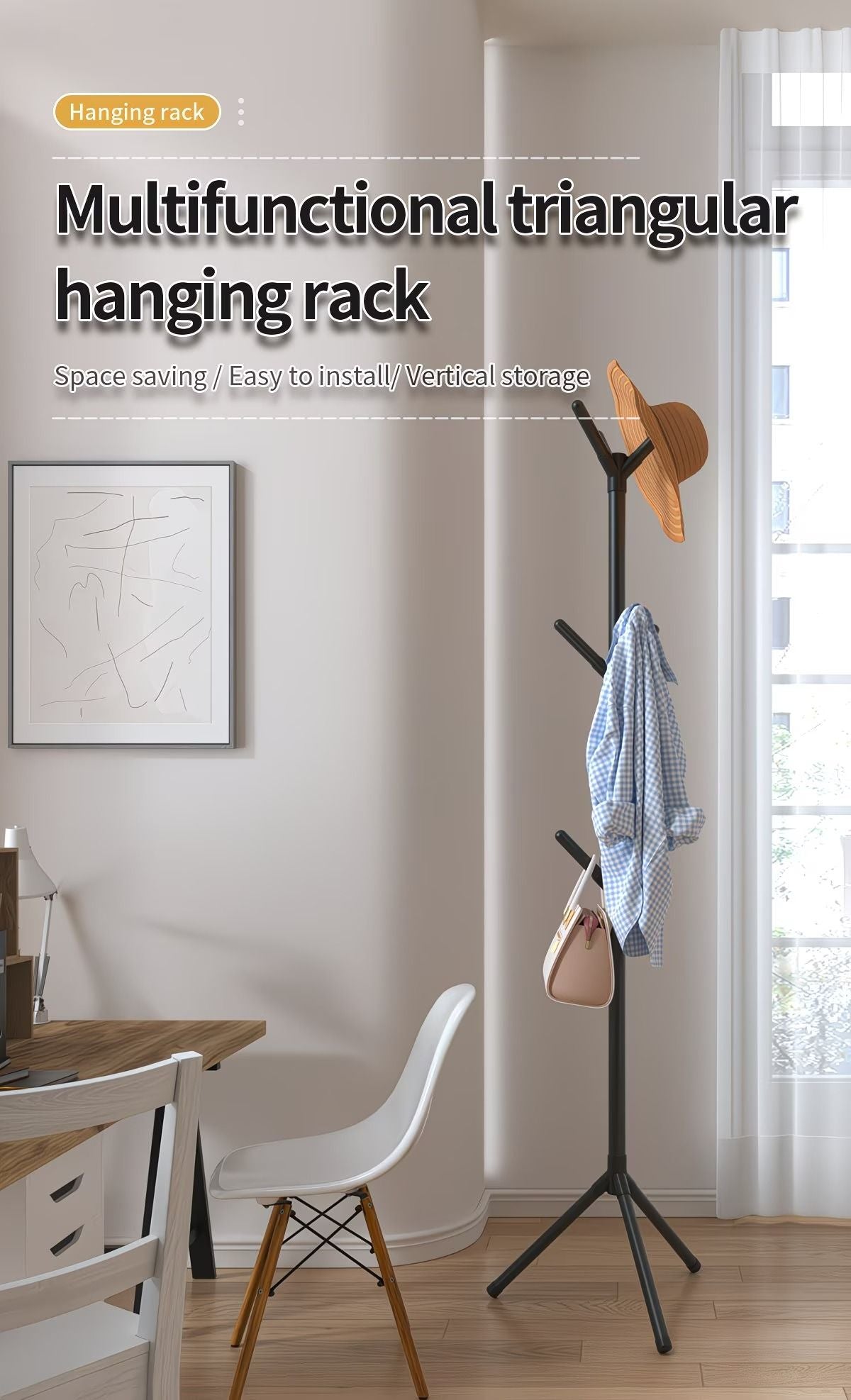 Modern Nine-Hook Freestanding Coat Rack