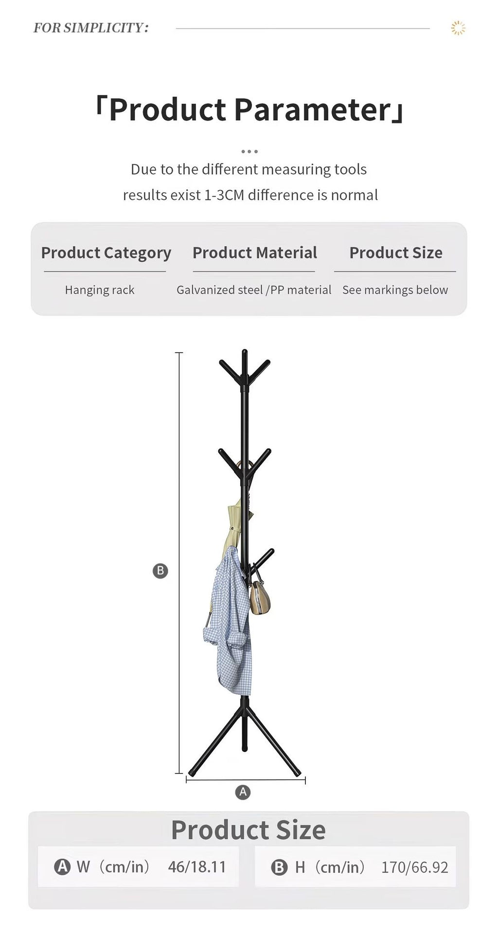 Modern Nine-Hook Freestanding Coat Rack