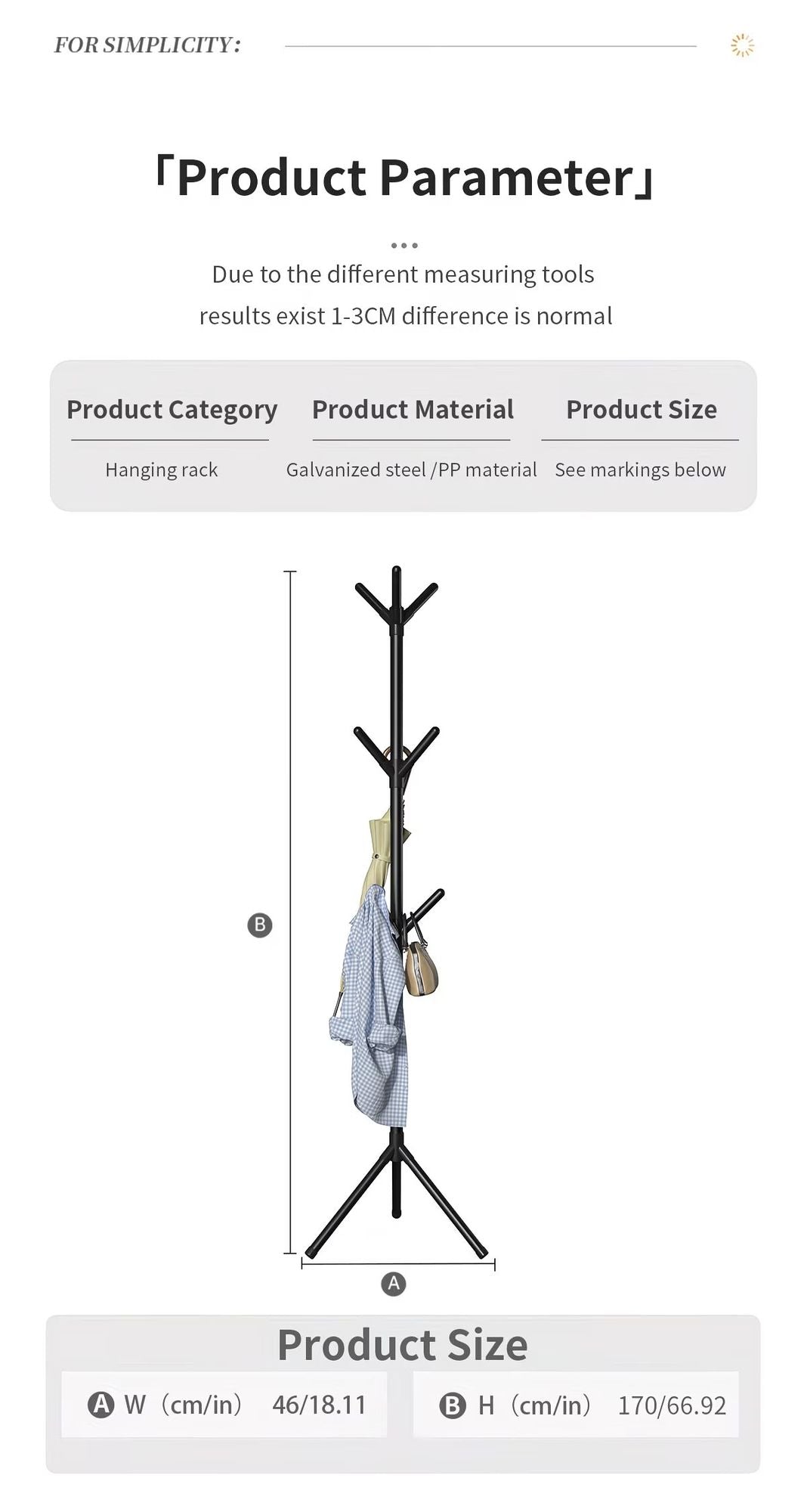 Modern Nine-Hook Freestanding Coat Rack