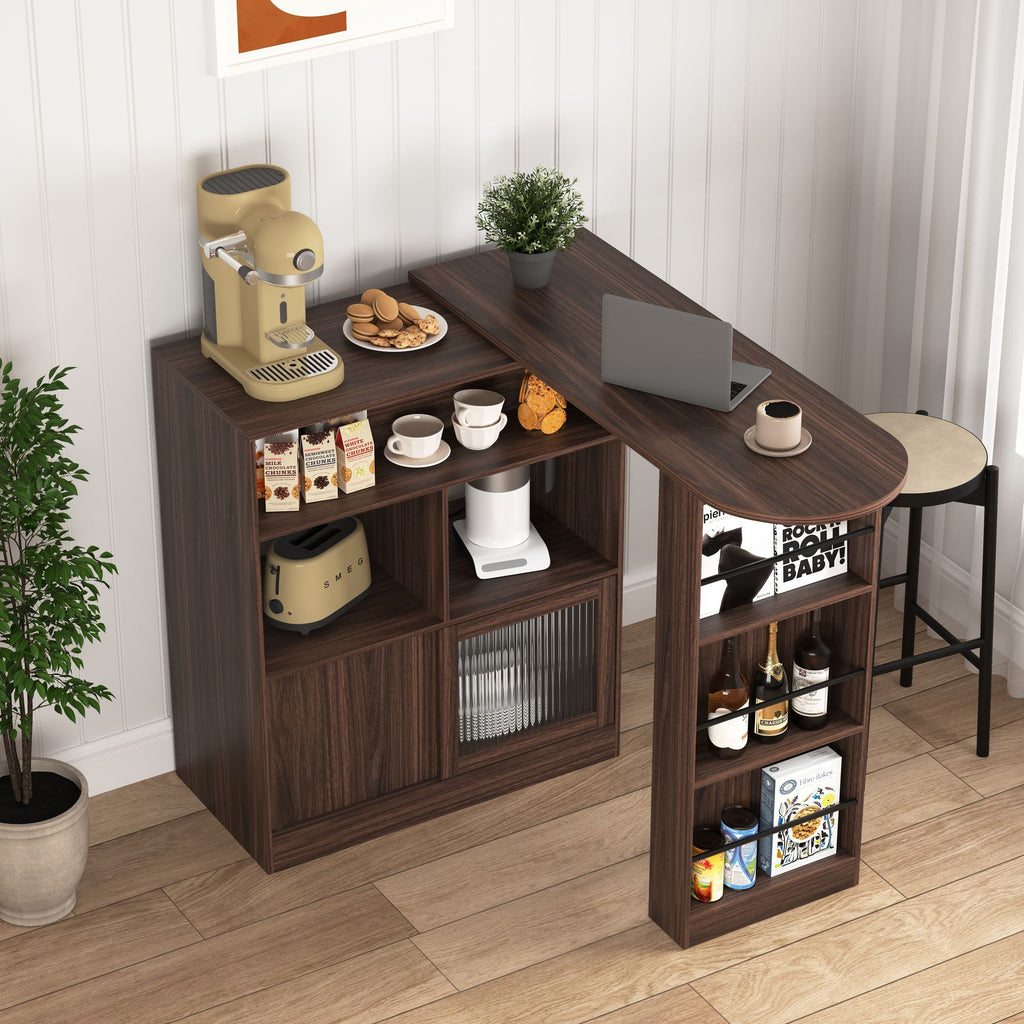 Modern Walnut Bar Cabinet with Rotating Top