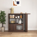 Modern Walnut Bar Cabinet with Rotating Top