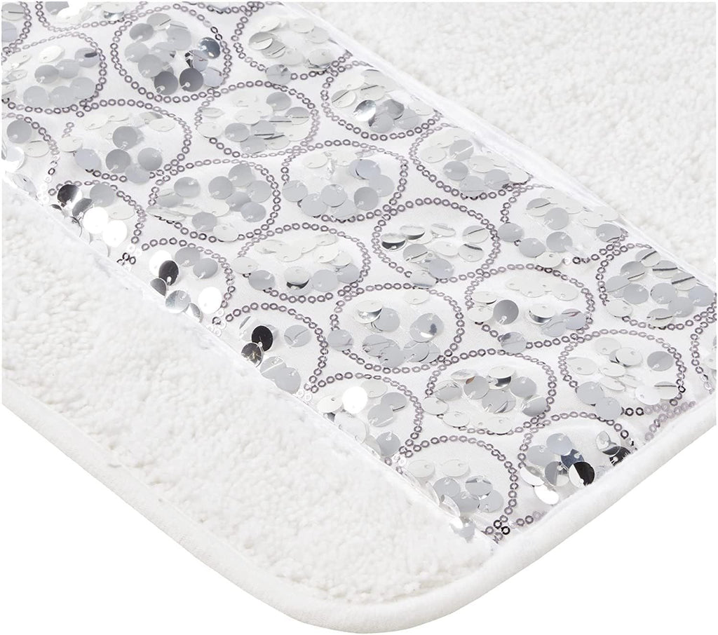 Contemporary White Bling Bathroom Rug