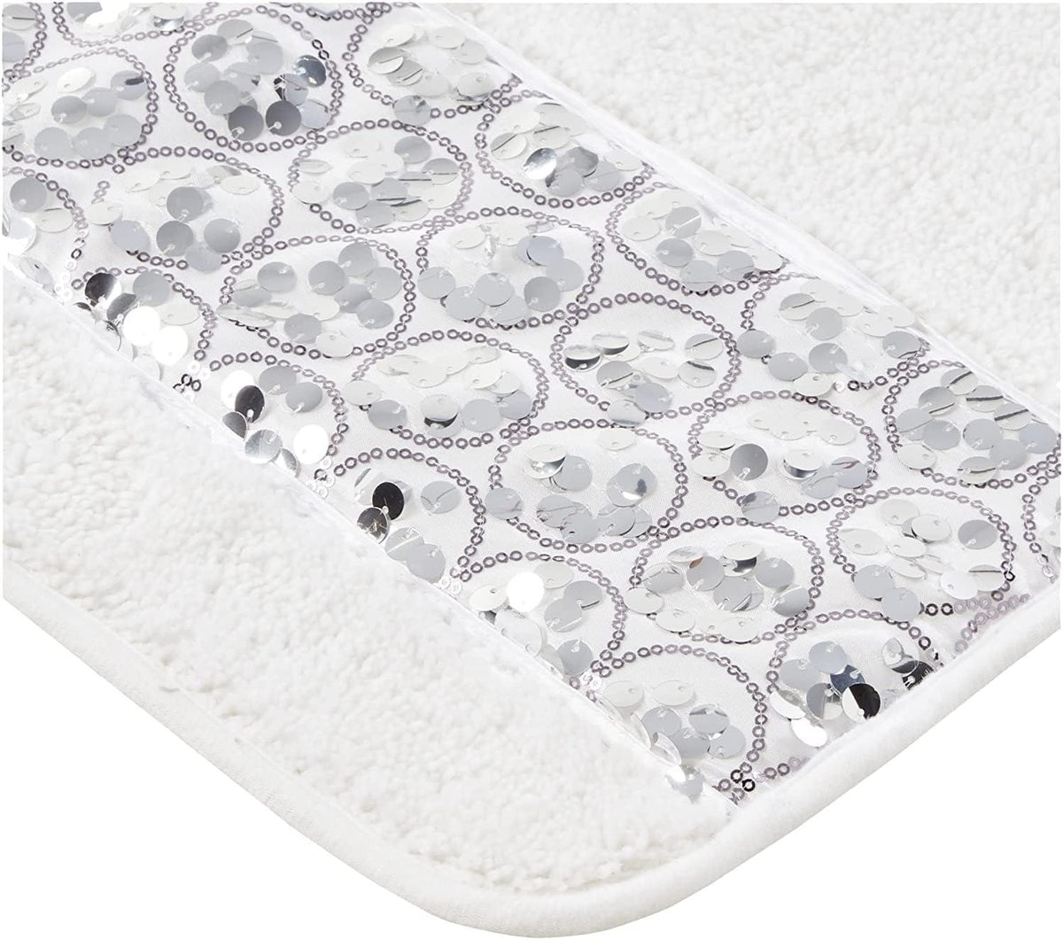Contemporary White Bling Bathroom Rug
