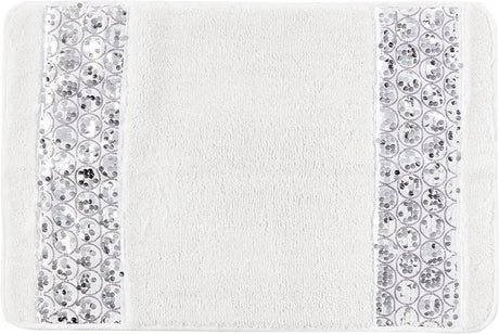Contemporary White Bling Bathroom Rug