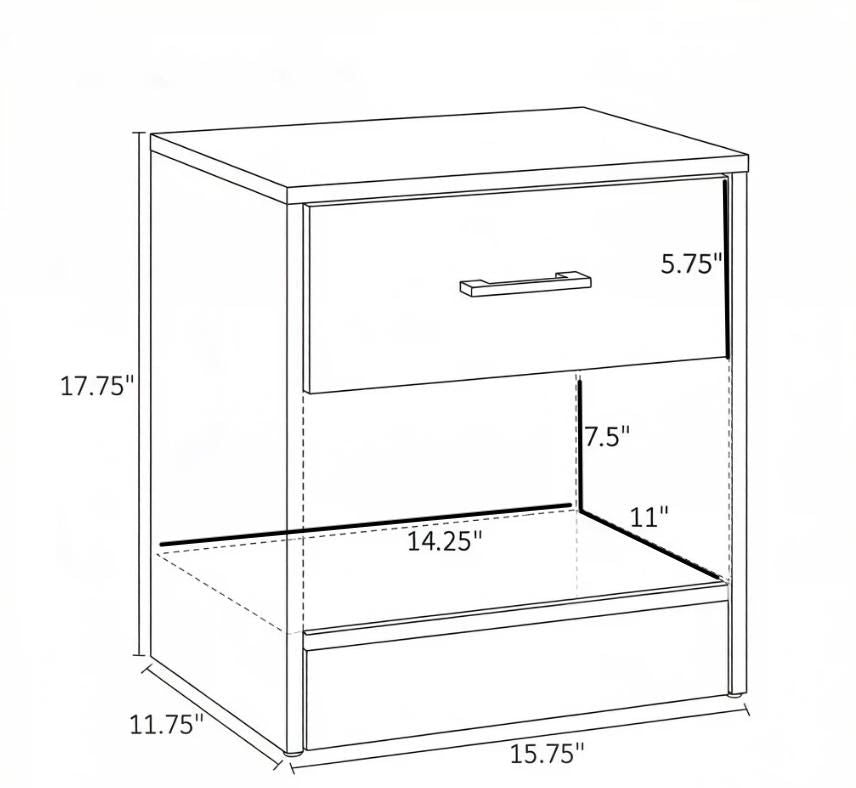 Compact Black Wood-Grain End Table with Drawer