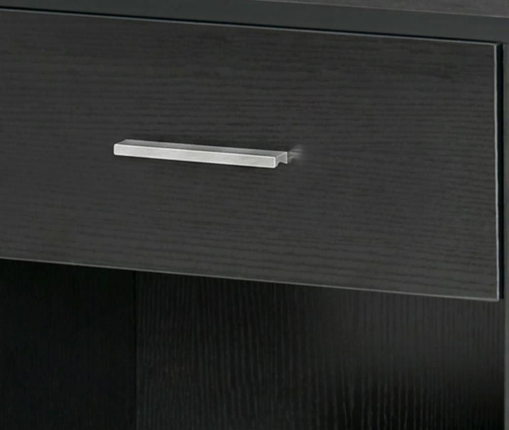 Compact Black Wood-Grain End Table with Drawer