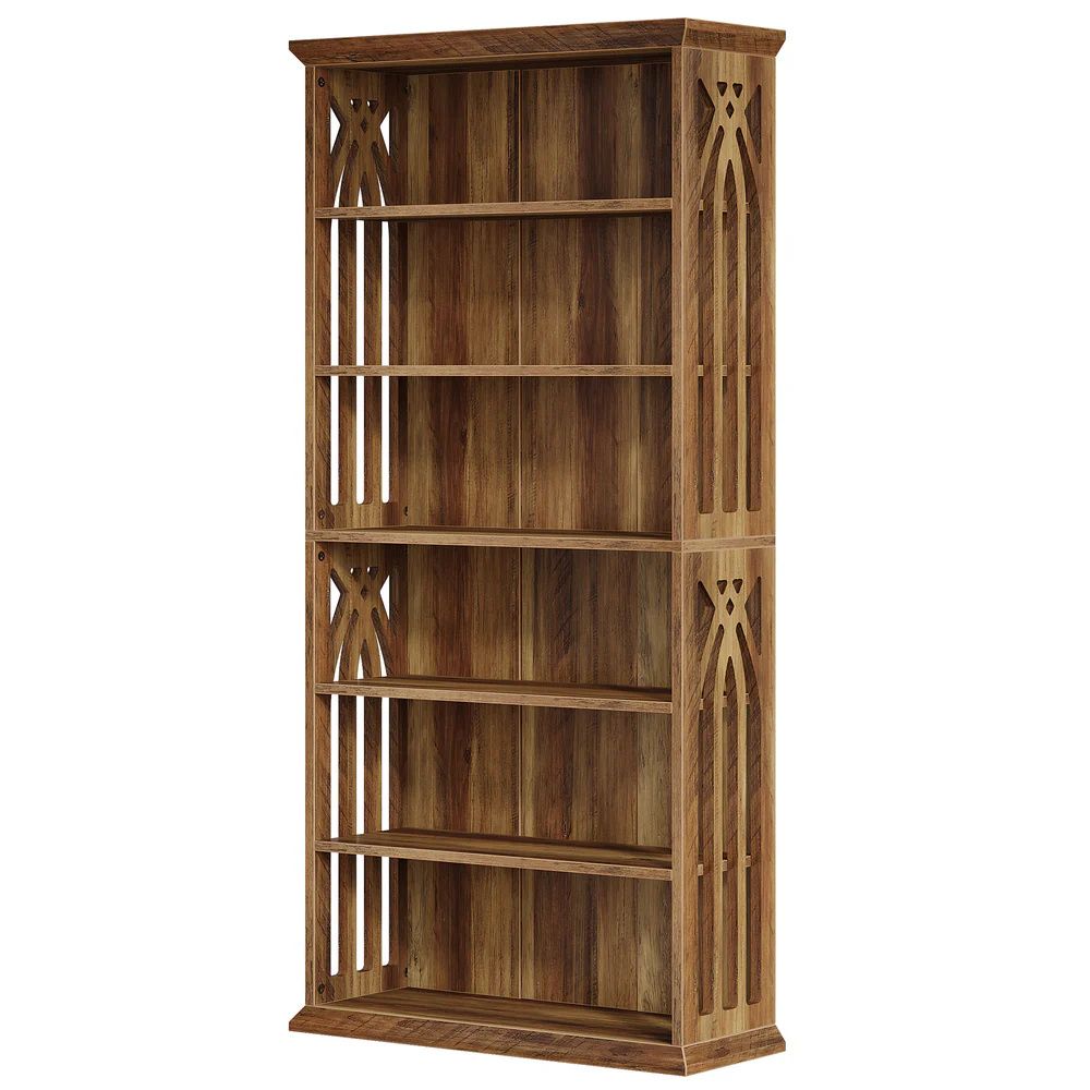 Patterned Six-Shelf Bookcase for Books and Displays