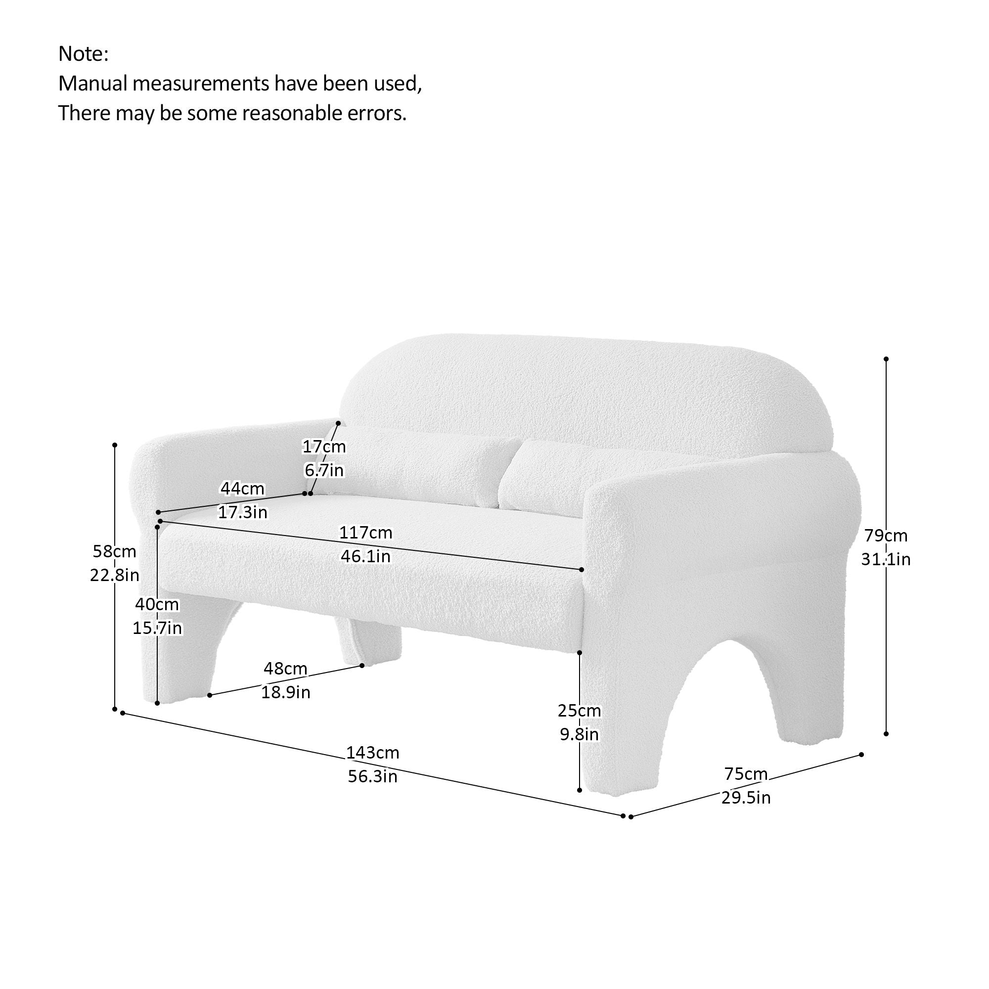 Modern Lambswool Loveseat with Lumbar Pillow