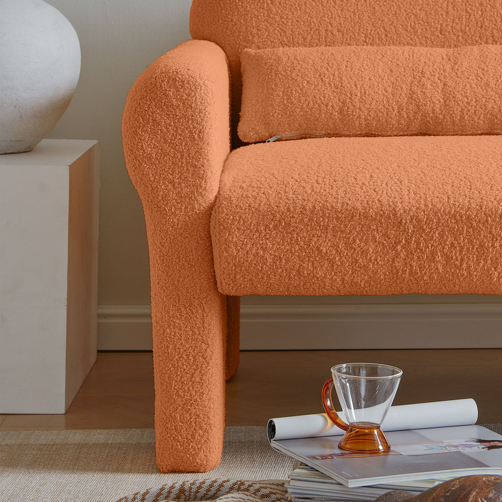 Modern Lambswool Loveseat with Lumbar Pillow