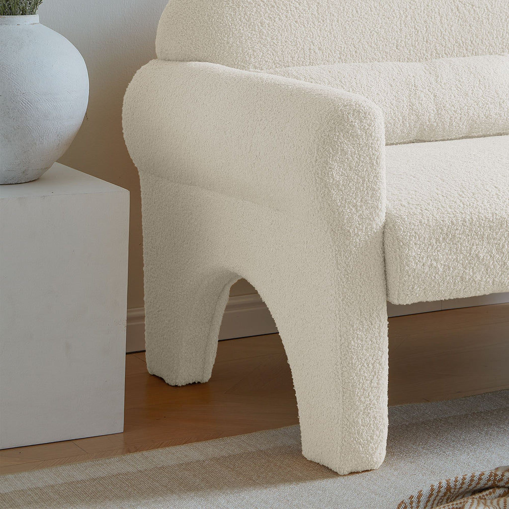 Modern Lambswool Loveseat with Lumbar Pillow