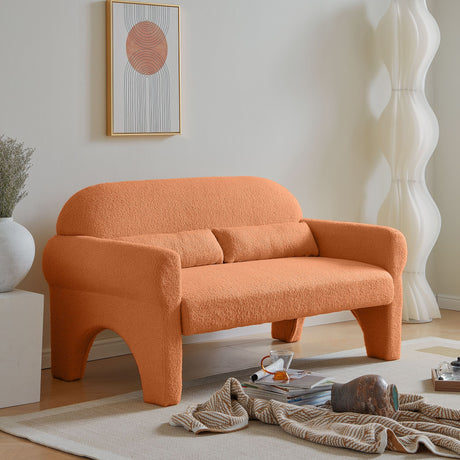 Modern Lambswool Loveseat with Lumbar Pillow