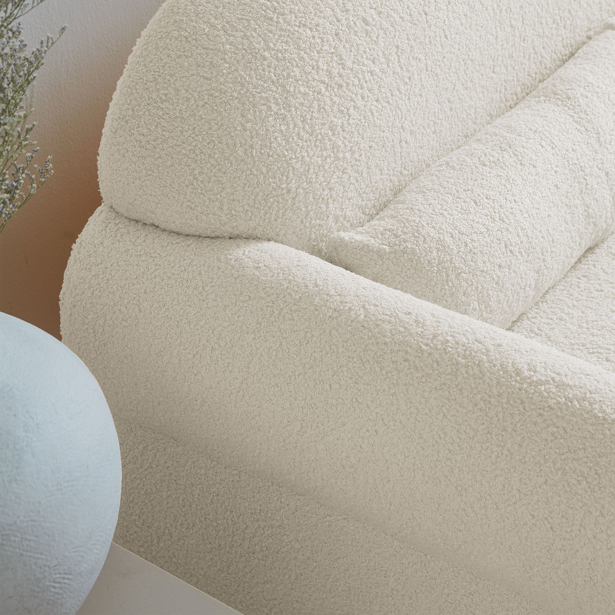 Modern Lambswool Loveseat with Lumbar Pillow