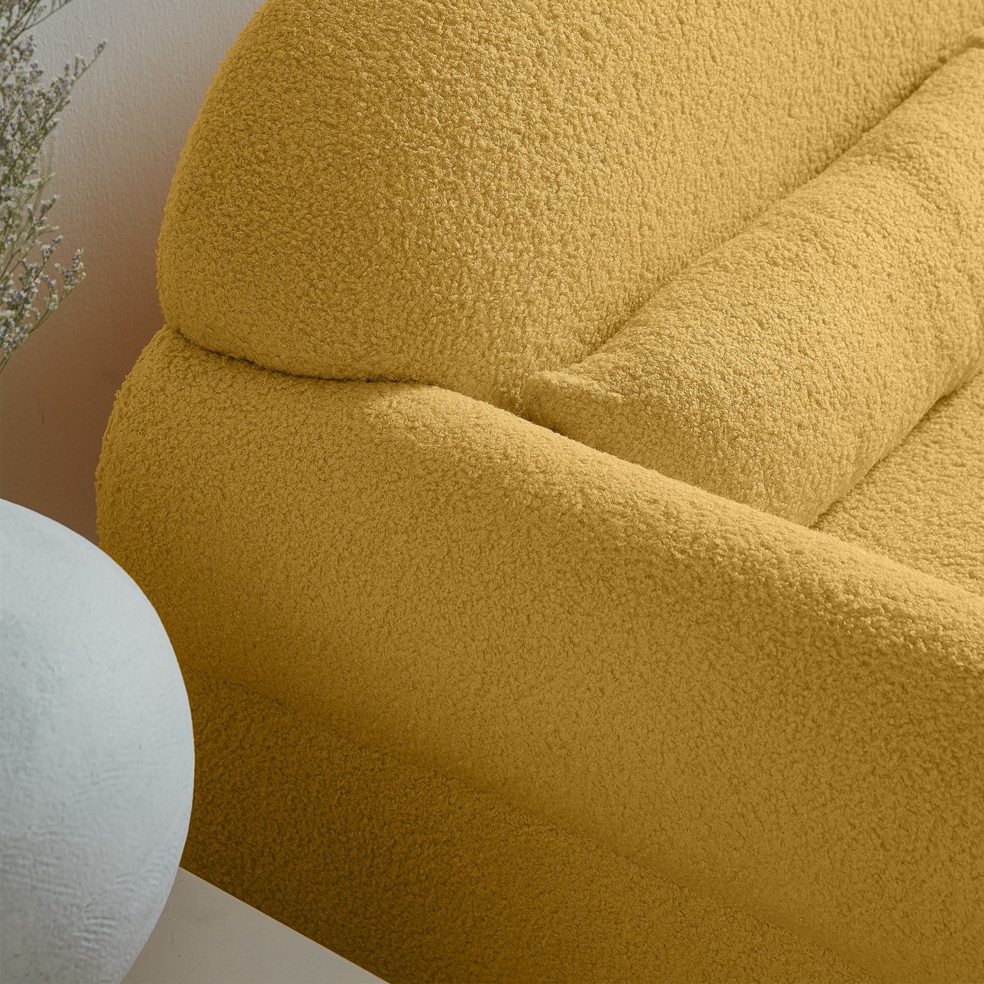 Modern Lambswool Loveseat with Lumbar Pillow