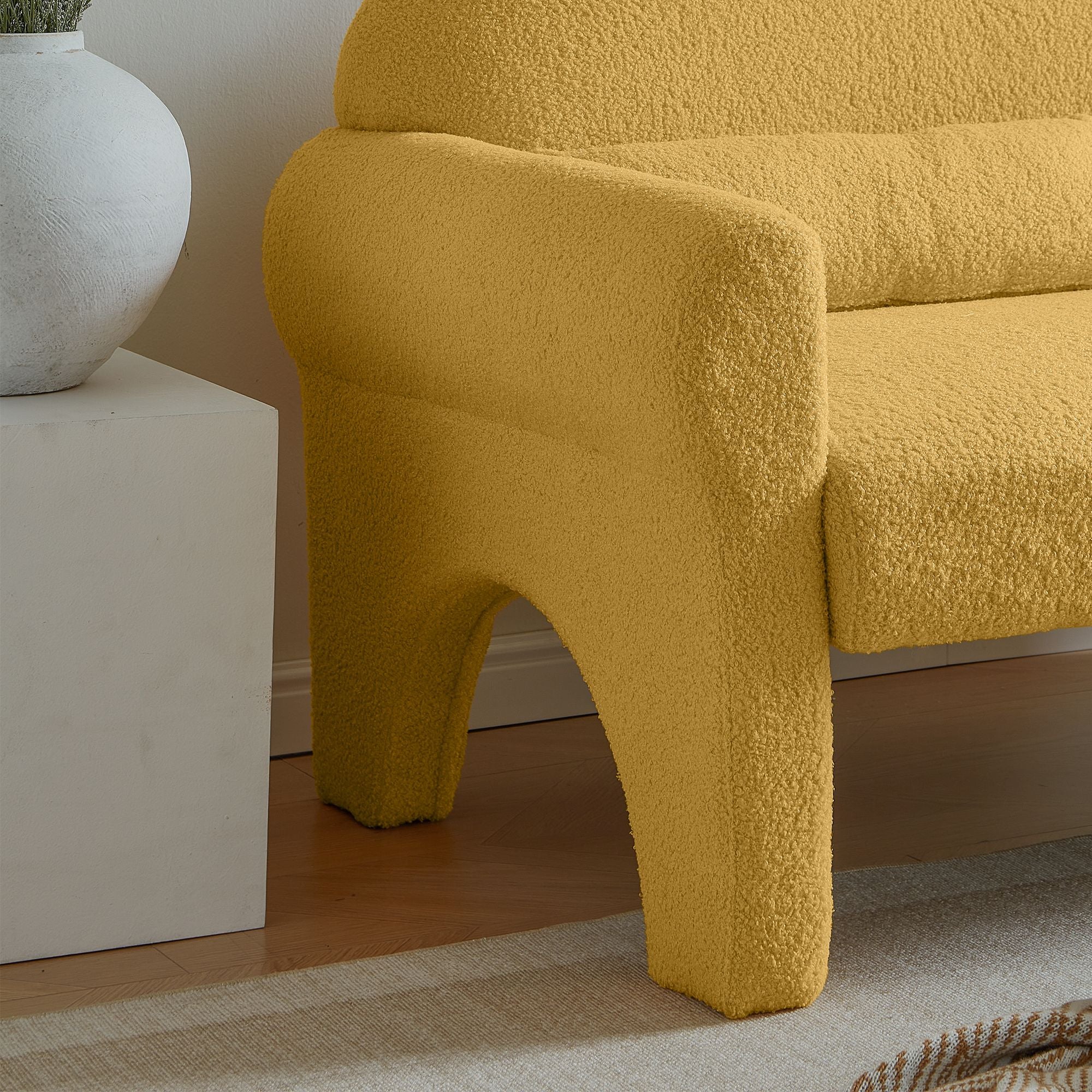 Modern Lambswool Loveseat with Lumbar Pillow